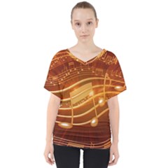 Music Notes Sound Musical Love V-neck Dolman Drape Top by Bajindul