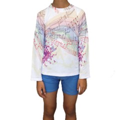 Music Notes Abstract Kids  Long Sleeve Swimwear by Bajindul