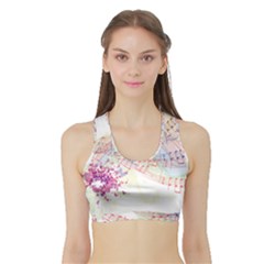 Music Notes Abstract Sports Bra With Border by Bajindul