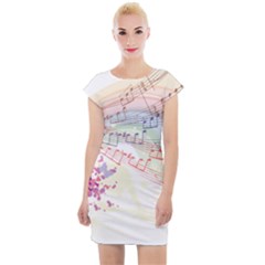 Music Notes Abstract Cap Sleeve Bodycon Dress by Bajindul