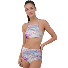 Music Notes Abstract High Waist Tankini Set by Bajindul