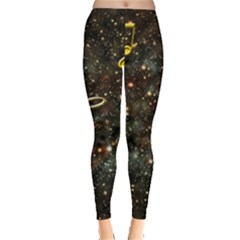 Music Clef Musical Note Background Leggings  by Bajindul