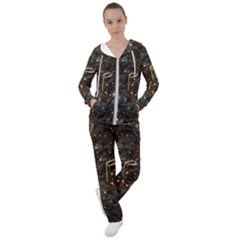 Music Clef Musical Note Background Women s Tracksuit by Bajindul