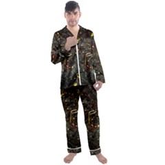 Music Clef Musical Note Background Men s Satin Pajamas Long Pants Set by Bajindul