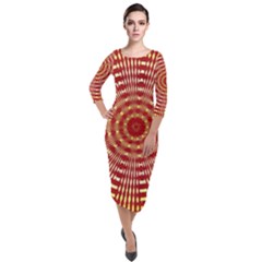 Pattern Background Structure Quarter Sleeve Midi Velour Bodycon Dress by Bajindul