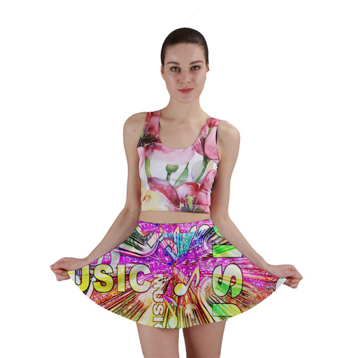 Music Abstract Sound Colorful Mini Skirt