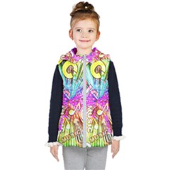 Music Abstract Sound Colorful Kids  Hooded Puffer Vest by Bajindul