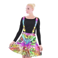 Music Abstract Sound Colorful Suspender Skater Skirt by Bajindul