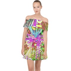 Music Abstract Sound Colorful Off Shoulder Chiffon Dress