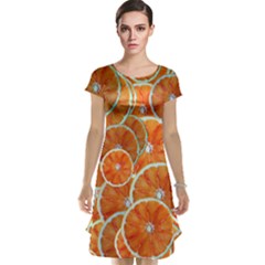 Oranges Background Texture Pattern Cap Sleeve Nightdress by Bajindul