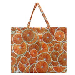 Oranges Background Texture Pattern Zipper Large Tote Bag by Bajindul