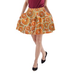 Oranges Background Texture Pattern A-line Pocket Skirt by Bajindul