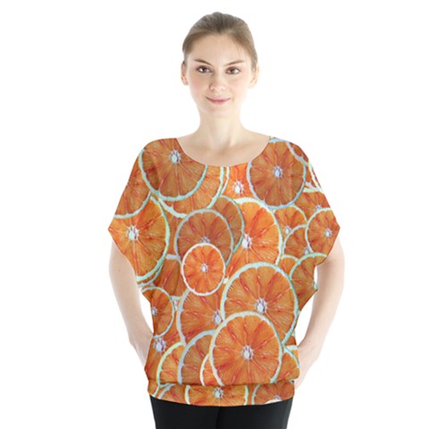 Oranges Background Texture Pattern Batwing Chiffon Blouse by Bajindul