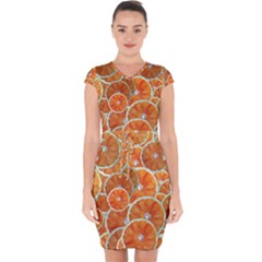 Oranges Background Texture Pattern Capsleeve Drawstring Dress  by Bajindul