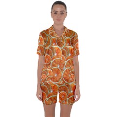 Oranges Background Texture Pattern Satin Short Sleeve Pyjamas Set by Bajindul