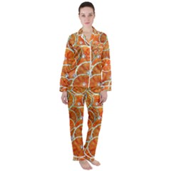 Oranges Background Texture Pattern Satin Long Sleeve Pyjamas Set by Bajindul