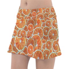 Oranges Background Texture Pattern Tennis Skirt by Bajindul