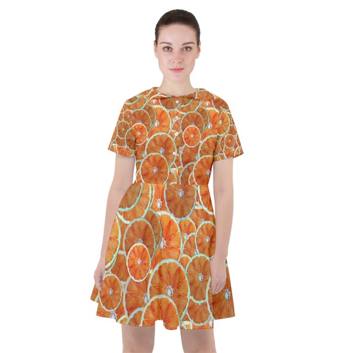 Oranges Background Texture Pattern Sailor Dress