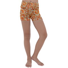 Oranges Background Texture Pattern Kids  Lightweight Velour Yoga Shorts