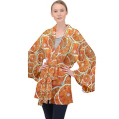 Oranges Background Texture Pattern Velvet Kimono Robe