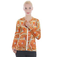 Oranges Background Texture Pattern Casual Zip Up Jacket