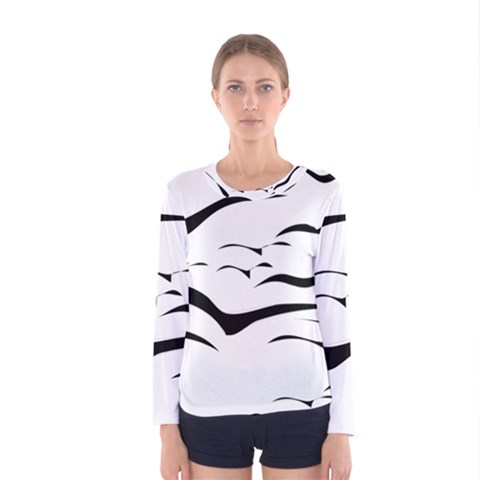 Sky Birds Flying Flock Fly Women s Long Sleeve Tee by Bajindul