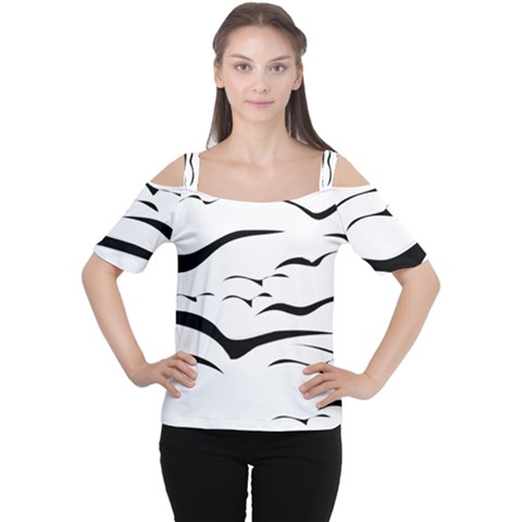 Sky Birds Flying Flock Fly Cutout Shoulder Tee by Bajindul