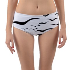 Sky Birds Flying Flock Fly Reversible Mid-waist Bikini Bottoms by Bajindul