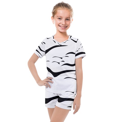 Sky Birds Flying Flock Fly Kids  Mesh Tee And Shorts Set by Bajindul