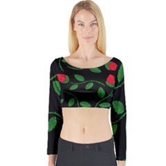 Roses Flowers Spring Flower Nature Long Sleeve Crop Top by Bajindul