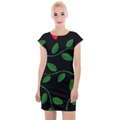 Roses Flowers Spring Flower Nature Cap Sleeve Bodycon Dress by Bajindul