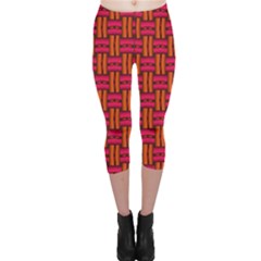 Pattern Red Background Structure Capri Leggings  by Bajindul