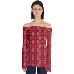 Pattern Red Background Structure Off Shoulder Long Sleeve Top by Bajindul