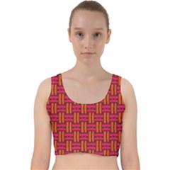 Pattern Red Background Structure Velvet Racer Back Crop Top by Bajindul