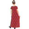 Pattern Red Background Structure Kids  Short Sleeve Maxi Dress View2