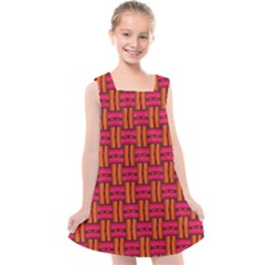 Pattern Red Background Structure Kids  Cross Back Dress