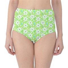 Zephyranthes Candida White Flowers Classic High-waist Bikini Bottoms by Bajindul