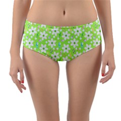 Zephyranthes Candida White Flowers Reversible Mid-waist Bikini Bottoms by Bajindul