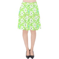 Zephyranthes Candida White Flowers Velvet High Waist Skirt by Bajindul