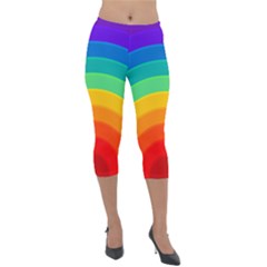 Rainbow Background Colorful Lightweight Velour Capri Leggings  by Bajindul