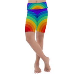 Rainbow Background Colorful Kids  Lightweight Velour Cropped Yoga Leggings by Bajindul