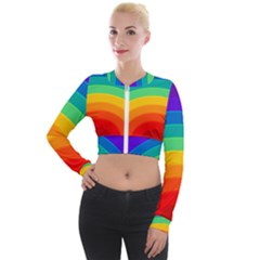 Rainbow Background Colorful Long Sleeve Cropped Velvet Jacket