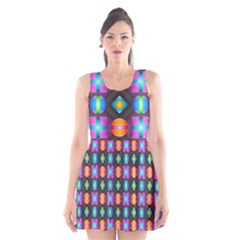 Squares Spheres Backgrounds Texture Scoop Neck Skater Dress by Bajindul