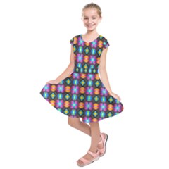 Squares Spheres Backgrounds Texture Kids  Short Sleeve Dress by Bajindul