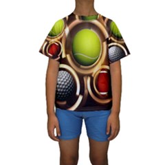 Sport Ball Tennis Golf Football Kids  Short Sleeve Swimwear by Bajindul