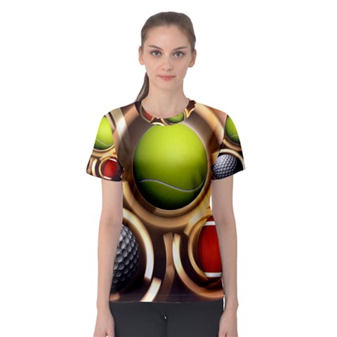 Sport Ball Tennis Golf Football Women s Sport Mesh Tee by Bajindul