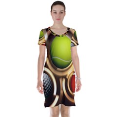 Sport Ball Tennis Golf Football Short Sleeve Nightdress by Bajindul