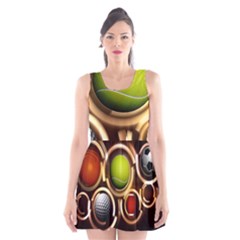 Sport Ball Tennis Golf Football Scoop Neck Skater Dress by Bajindul