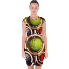 Sport Ball Tennis Golf Football Capsleeve Drawstring Dress  by Bajindul