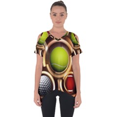 Sport Ball Tennis Golf Football Cut Out Side Drop Tee by Bajindul